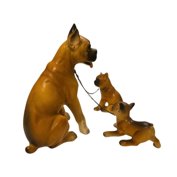 Boxer Dog With Puppies Ceramic Figurine Lipper and Mann Creations Japan Vintage - Picture 4 of 14